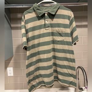 Vintage Y2K old Navy Green Striped Polo Shirt Size XL